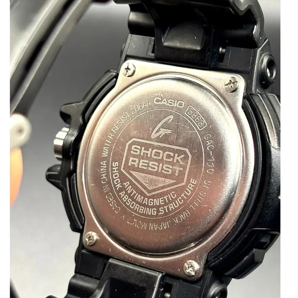 Casio G-Shock GAC-110-1A Analog Chronograph Black Silver 200M Watch